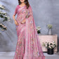 Pink Floral Printed Saree