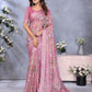 Pink Floral Printed Saree