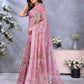 Pink Floral Printed Saree