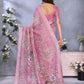 Pink Floral Printed Saree