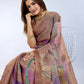 Brown Abstract Printed Saree