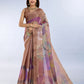 Brown Abstract Printed Saree