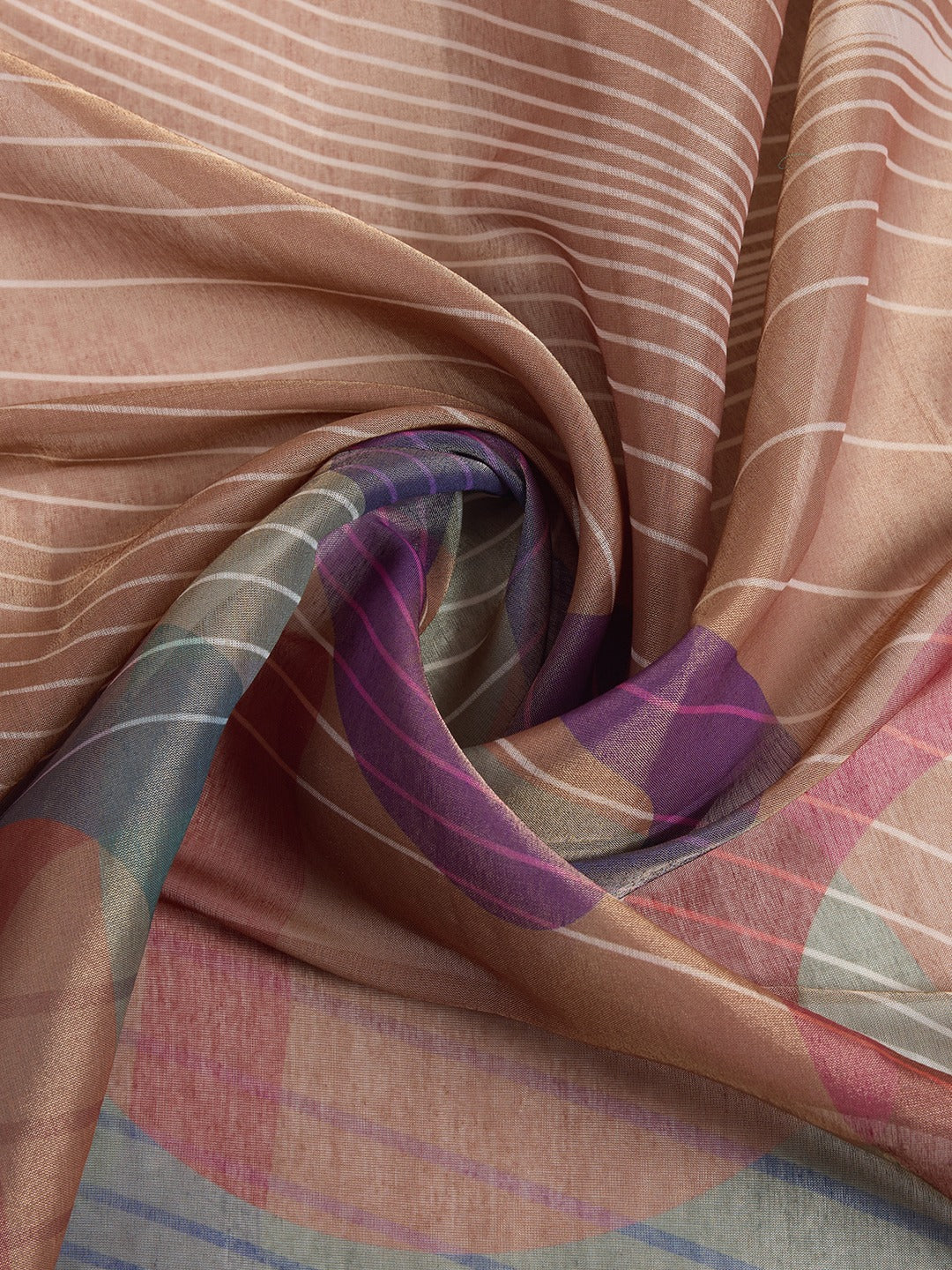 Brown Abstract Printed Saree