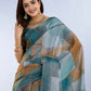 Teal Geometric Printed Saree