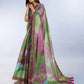 Green & Pink Abstract Printed Saree