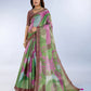 Green & Pink Abstract Printed Saree