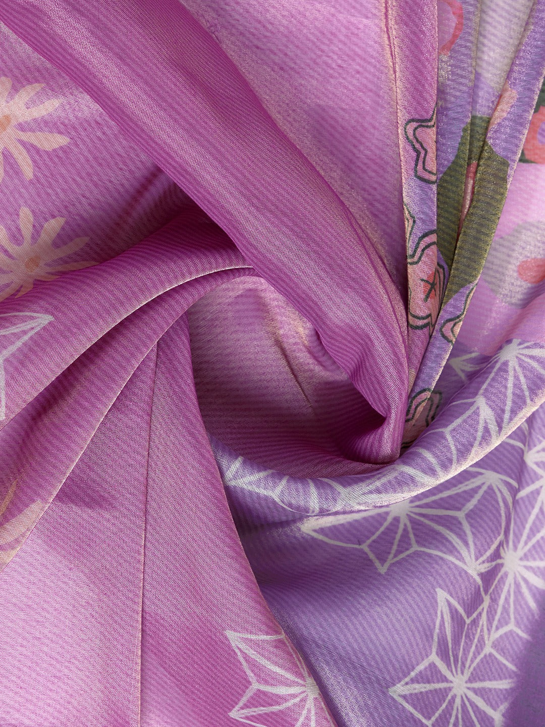 Lavender Multicolor Floral Printed Saree