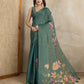 Teal Green Floral Printed Erode Anmol Silk Saree