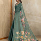 Teal Green Floral Printed Erode Anmol Silk Saree