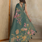 Teal Green Floral Printed Erode Anmol Silk Saree