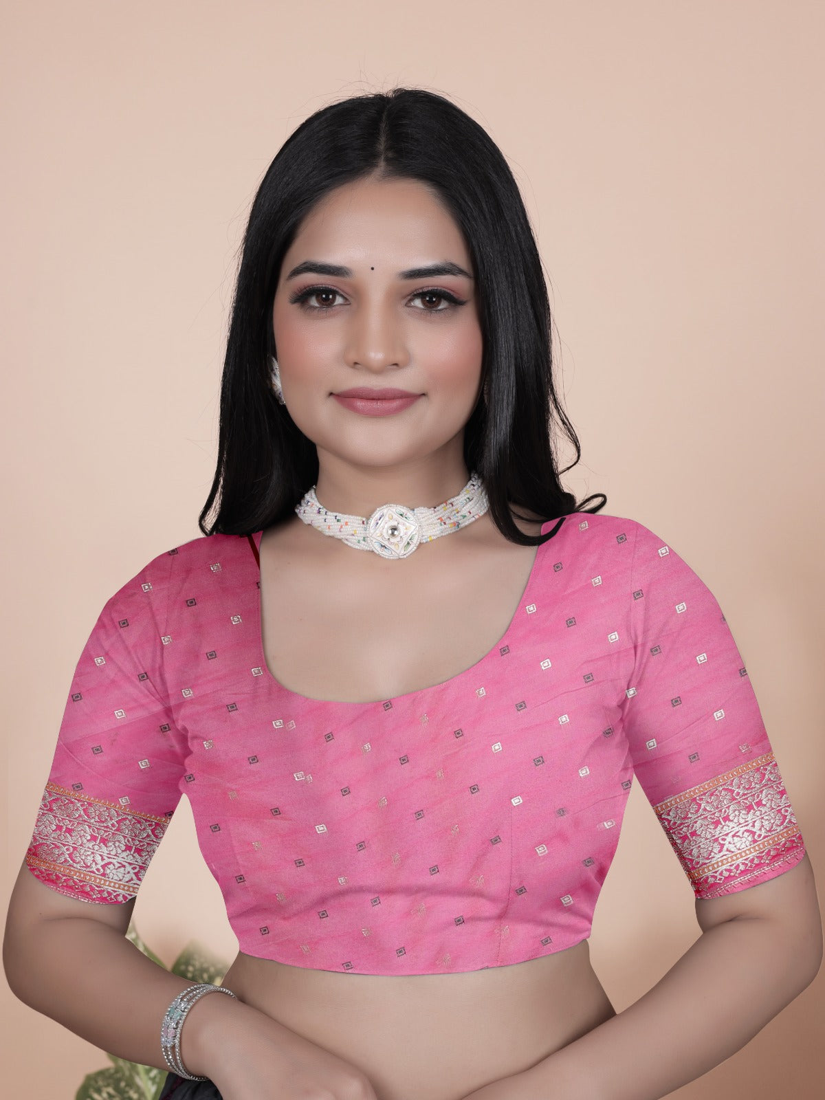 Turquoise & Pink Banarasi Silk Saree with Silver Zari Elegance