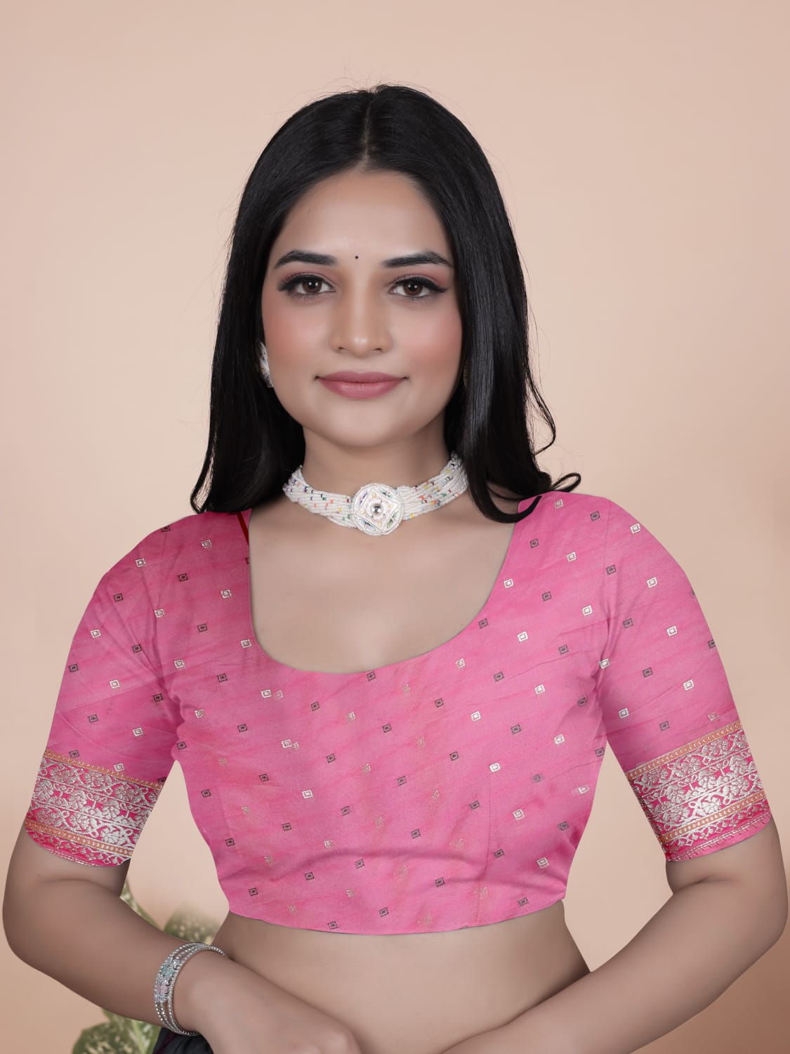 Orange and Pink Banarasi Silk Saree with Silver Zari Detailing