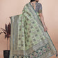 Mint Green Banarasi Silk Saree with Silver & Emerald Zari Weaving