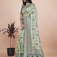 Mint Green Banarasi Silk Saree with Silver & Emerald Zari Weaving