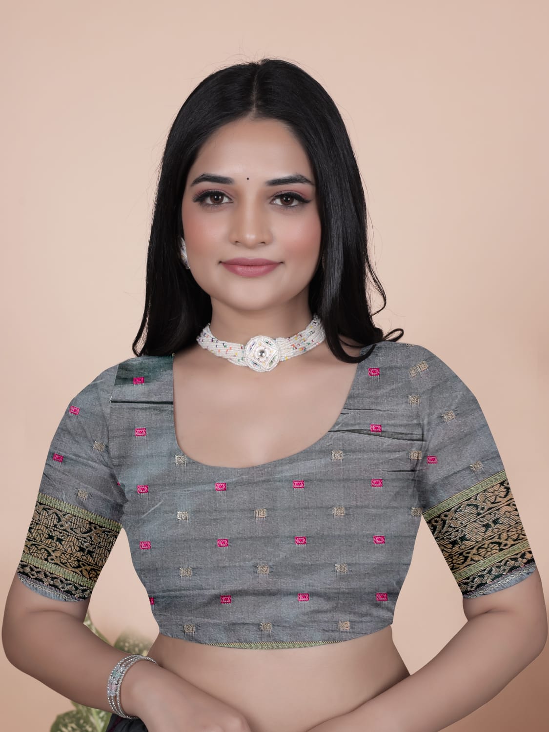 Mint Green Banarasi Silk Saree with Silver & Emerald Zari Weaving