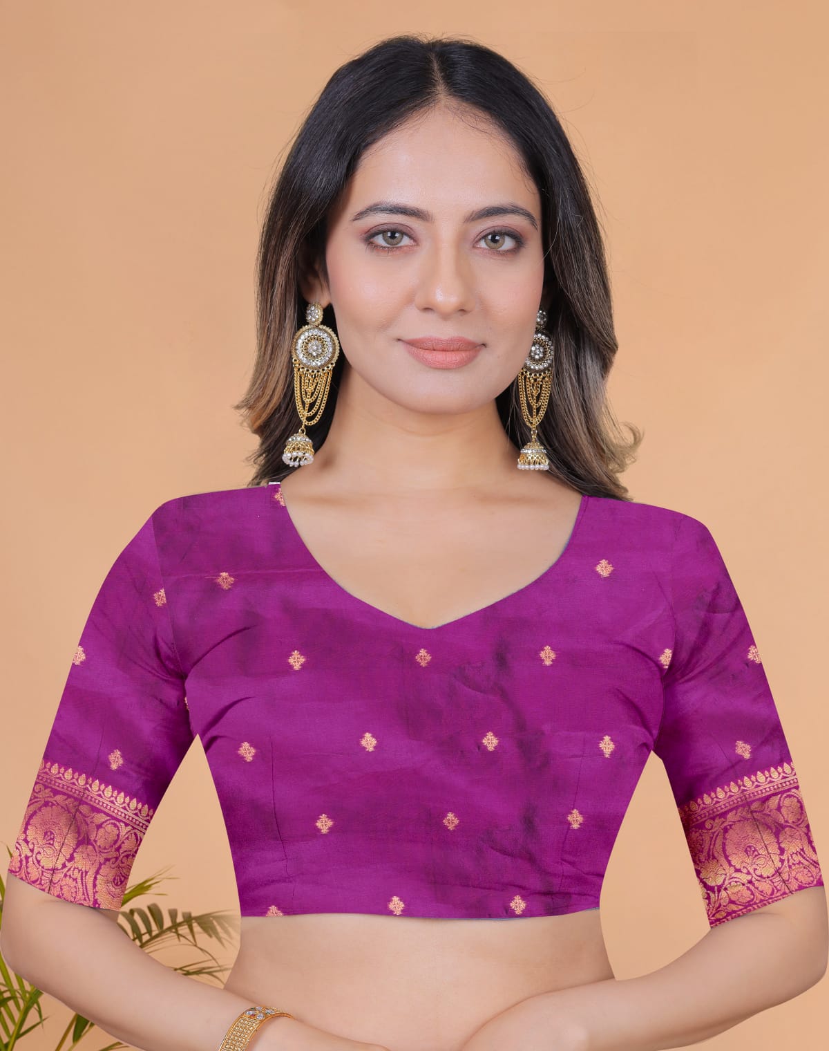 Turquoise Grace with Pink Zari Charm