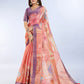 Coral & Lavender Abstract Erode Anmol Silk Saree