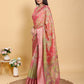 Elegant Pink-Green Jacquard Linen Cotton Saree