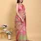 Elegant Pink-Green Jacquard Linen Cotton Saree