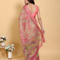Elegant Pink-Green Jacquard Linen Cotton Saree