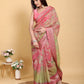 Elegant Pink-Green Jacquard Linen Cotton Saree