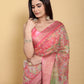 Elegant Pink-Green Jacquard Linen Cotton Saree