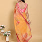 Vibrant Sunshine Yellow Floral Print Linen Cotton Saree