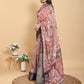 Artistic Pink Multi-Print Linen Cotton Saree