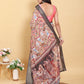 Artistic Pink Multi-Print Linen Cotton Saree