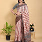 Beige Floral Print Linen Cotton Saree