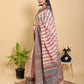 Beige Floral Print Linen Cotton Saree