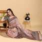 Beige Floral Print Linen Cotton Saree