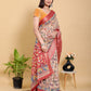 Artistic Kalamkari Print Linen Cotton Saree with Zari Border