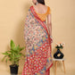 Artistic Kalamkari Print Linen Cotton Saree with Zari Border