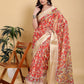 Vibrant Red Kalamkari Print Saree with Broad Zari Border