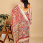 Vibrant Red Kalamkari Print Saree with Broad Zari Border