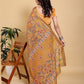 Elegant Mustard Yellow Floral Print Saree with Broad Zari Border