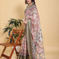 Elegant Beige Kalamkari Print Saree with Olive Green Zari Border
