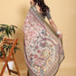 Elegant Beige Kalamkari Print Saree with Olive Green Zari Border