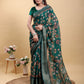 Elegant Forest Green Patola/Pochampally Print Saree with Zari Border