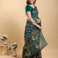 Elegant Forest Green Patola/Pochampally Print Saree with Zari Border
