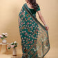 Elegant Forest Green Patola/Pochampally Print Saree with Zari Border
