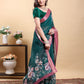 Stunning Teal Floral Saree with Contrast Pink/Maroon Zari Border