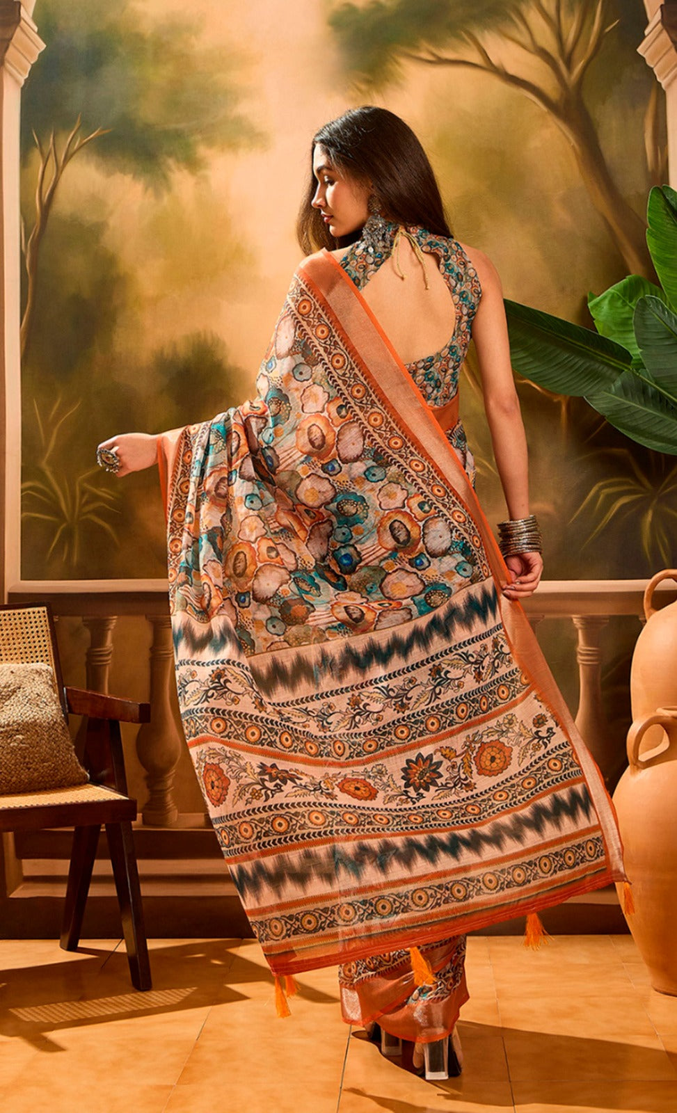 Linen Cotton Maldives Mist Saree