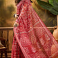 Linen Cotton - Crimson Block Saree