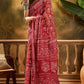 Linen Cotton - Crimson Block Saree