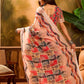 Pink Multicolor Check Linen Cotton Saree