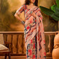 Pink Multicolor Check Linen Cotton Saree