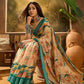 Beige Abstract Wave Linen Cotton Saree