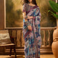 Purple Multi-Color Geometric Linen Cotton Saree